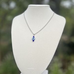 Evil Eye Protective Lucky Necklace - 14 inches - Stainless Steel -Hypoallergenic